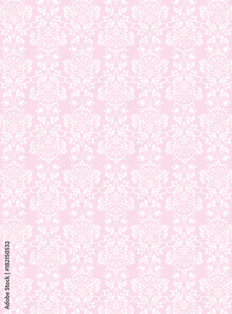 Elegant white flowers pattern textured pink wallpaper background