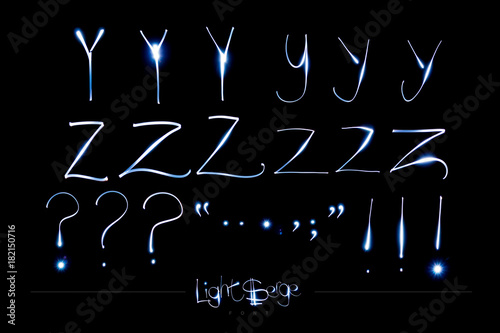 Light Painting Alphabet - Light Serge Font YZ and punctuation