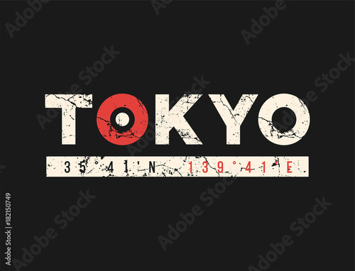 Tokyo t-shirt and apparel design with grunge effect.