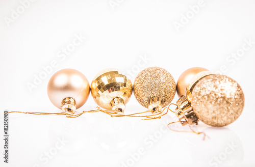 Christmas balls on white background, with space for your text