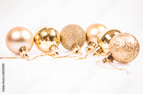 Christmas balls on white background, with space for your text