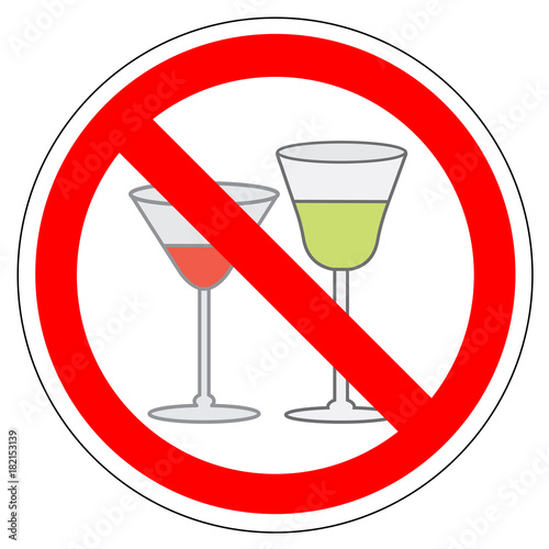 forbidden sign of drinking of alcoholic beverages is prohibited  vector