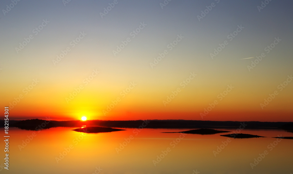 sunset on the alqueva lake, Alentejo, Portugal