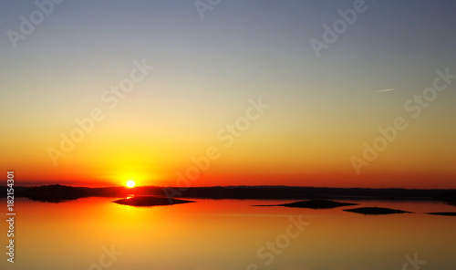 sunset on the alqueva lake  Alentejo  Portugal