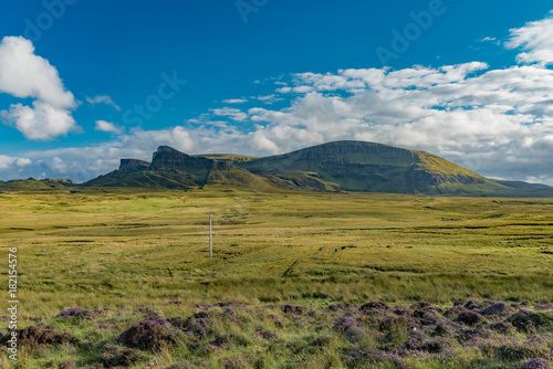 lands between sky and ocean panorama of Scotland in England in summer