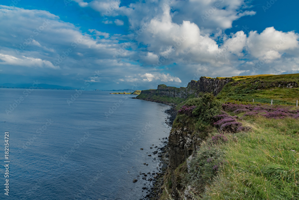 lands between sky and ocean panorama of Scotland in England in summer