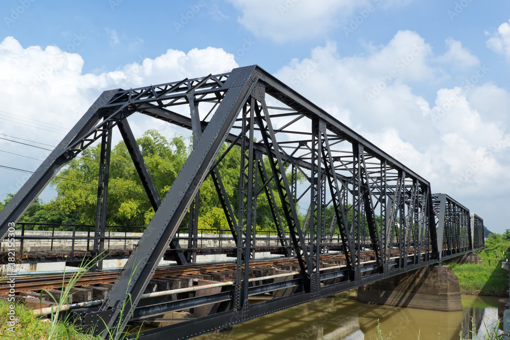 structure of metal railway bridge, Old railway bridge, Thailand