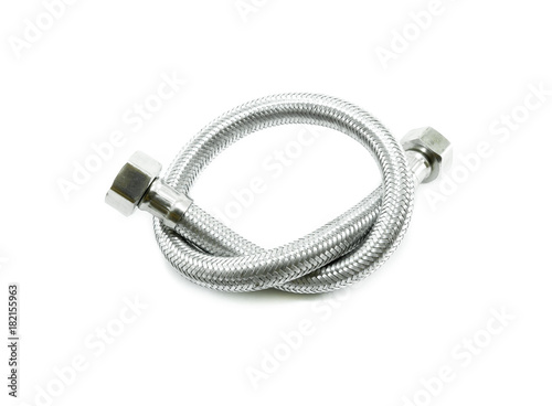 metal hose pipe for supplies Water on white background