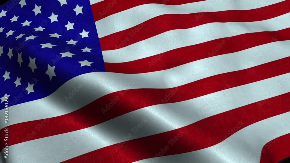 American USA flag seamless loop animation