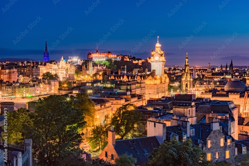 Edinburgh Castle in Scotland during the August festival