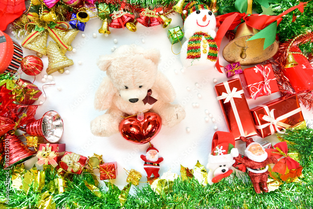 Christmas and Happy new year concept with gift boxes and christmas festive decorations. Happy time in long weekend Holiday Christmas and Happy new year concept with gift boxes and christmas festive decorations. Happy time in long weekend Holiday