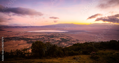 Early morning sunrise in the Ngorongoro crater