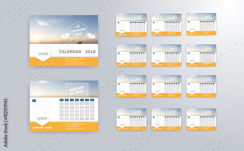illustration of 2018 calendar template
