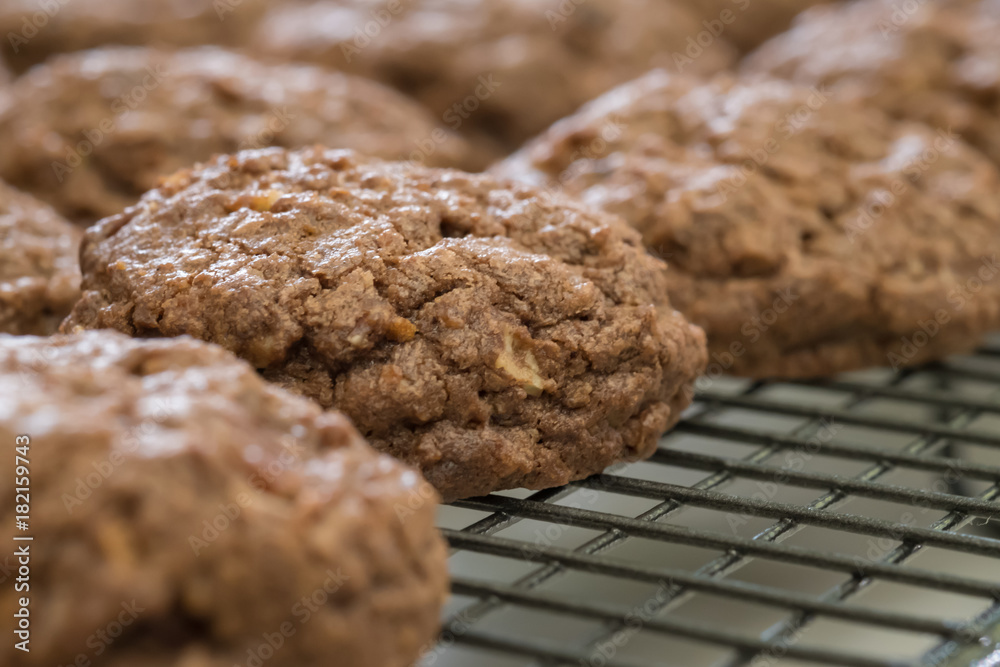 Fototapeta premium Close up Homemade Chocolate Cookie Sandwiches . (selective Focus)