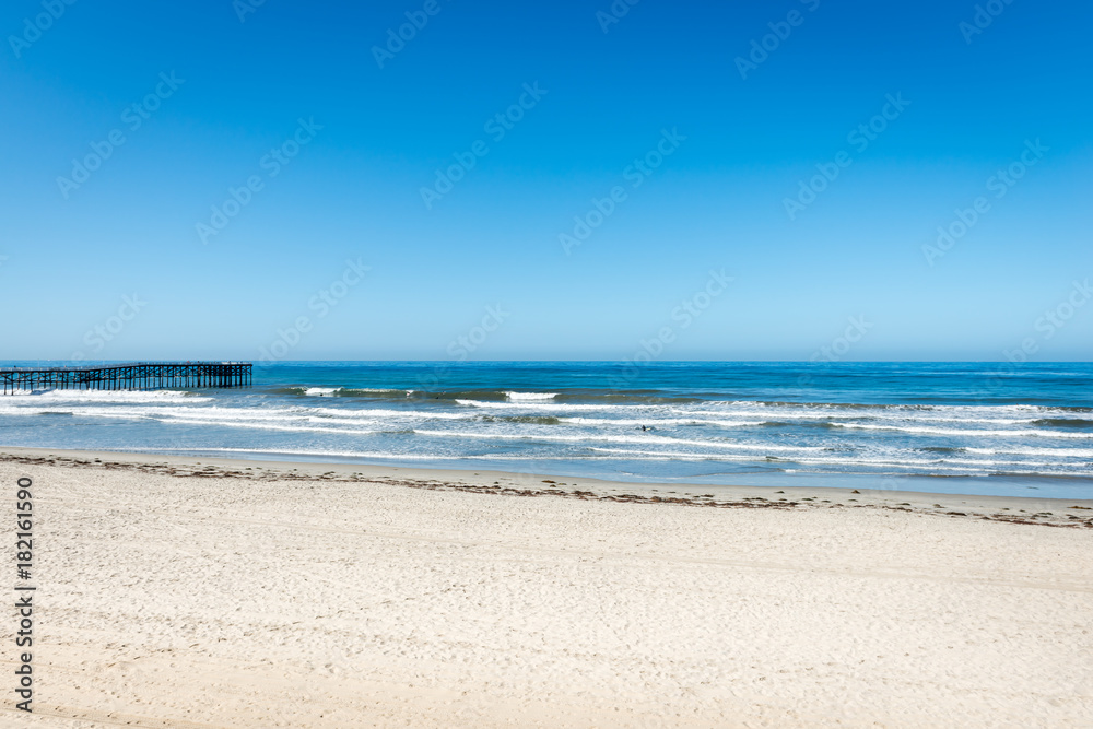 San Diego Beach, California. Beaches of San Diego, California. A paradise for surfers. Blue sky