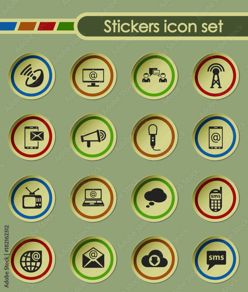 Fototapeta premium communication round sticker icons for your creative ideas