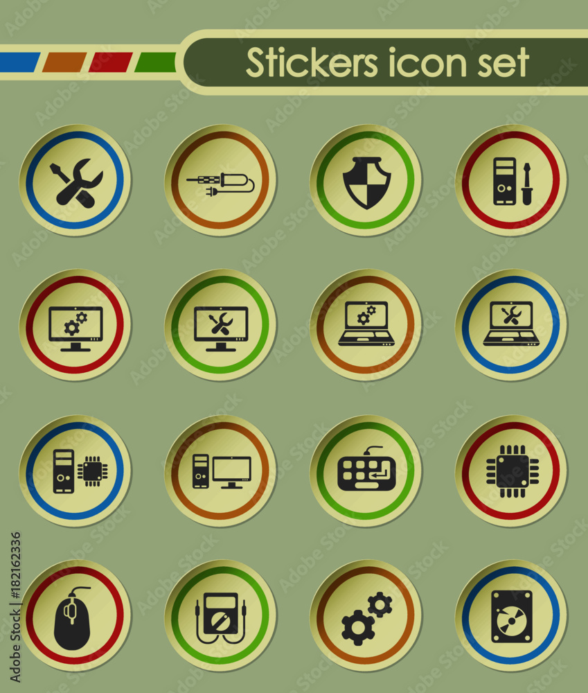 computer repair round sticker icons for your creative ideas computer repair round sticker icons for your creative ideas
