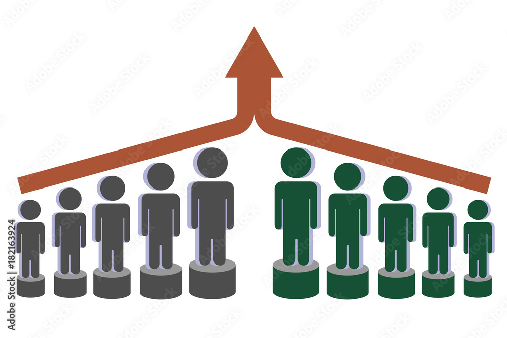 Merger and growth. Abstraction on a white background Merger and growth. Abstraction on a white background