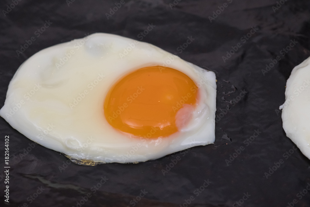 Close up Fried egg in a pan. (selective focus) Close up Fried egg in a pan. (selective focus)
