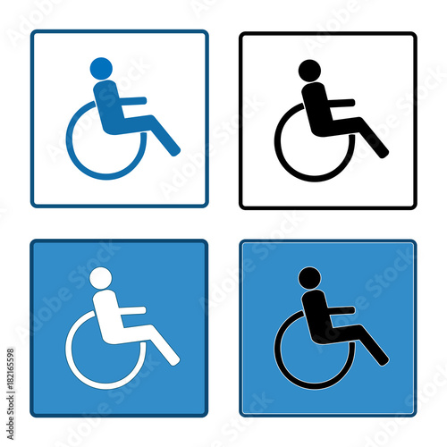 Disabled sign in square set