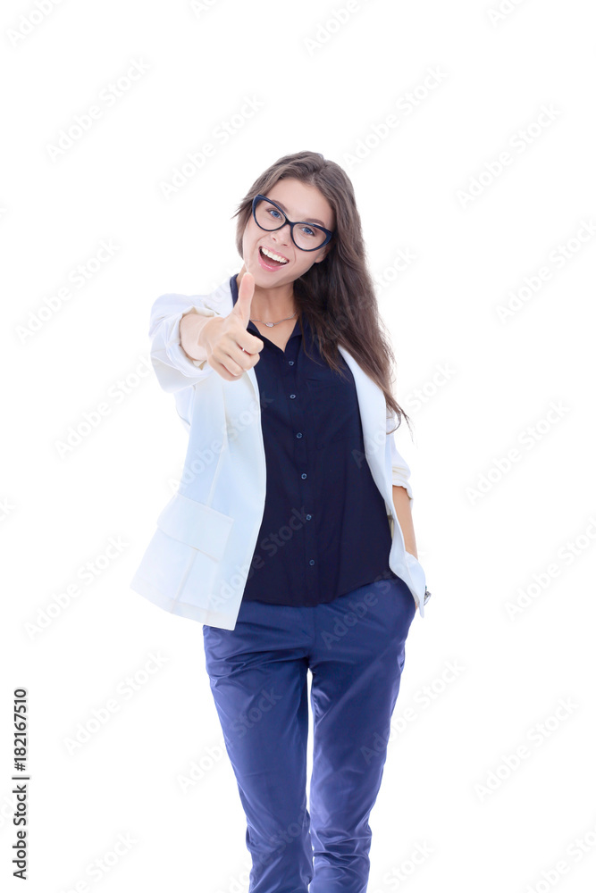 Young woman standing, isolated on white background. Young woman. Young woman standing, isolated on white background. Young woman.
