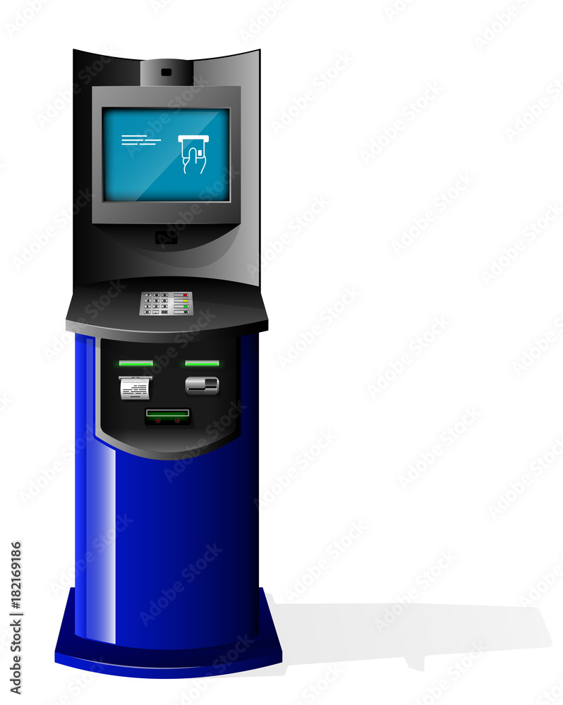 Payment Terminal, Automated Teller Machine, Advertising Stand On White Background. 3D Mock Up. Illustration Isolated On White Background. Vector EPS10. Payment Terminal, Automated Teller Machine, Advertising Stand On White Background. 3D Mock Up. Illustration Isolated On White Background. Vector EPS10.