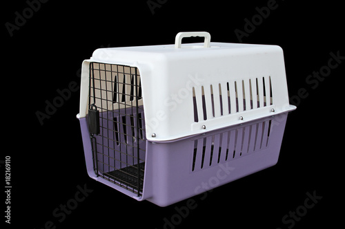 Pet carrier for traveling with a pet on isolated white