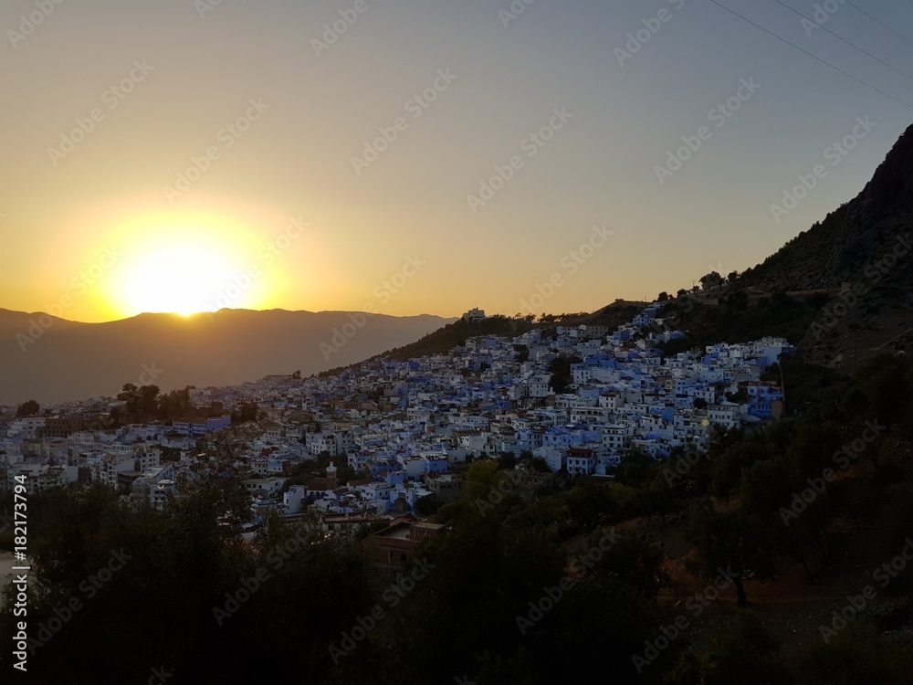 SUNSET IN CHAOUEN THE BLOU CITY