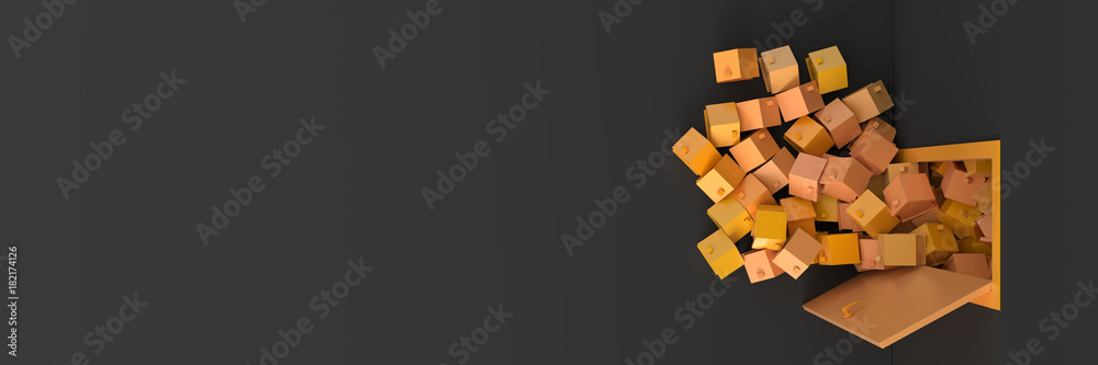 Infinite houses getting out of a door, original 3d rendering. Infinite houses getting out of a door, original 3d rendering.