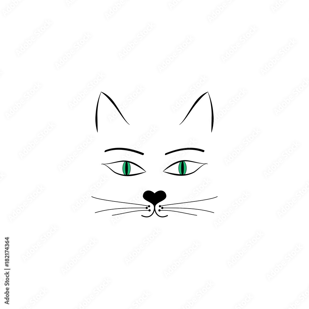 Fototapeta premium Head cat sign on white background
