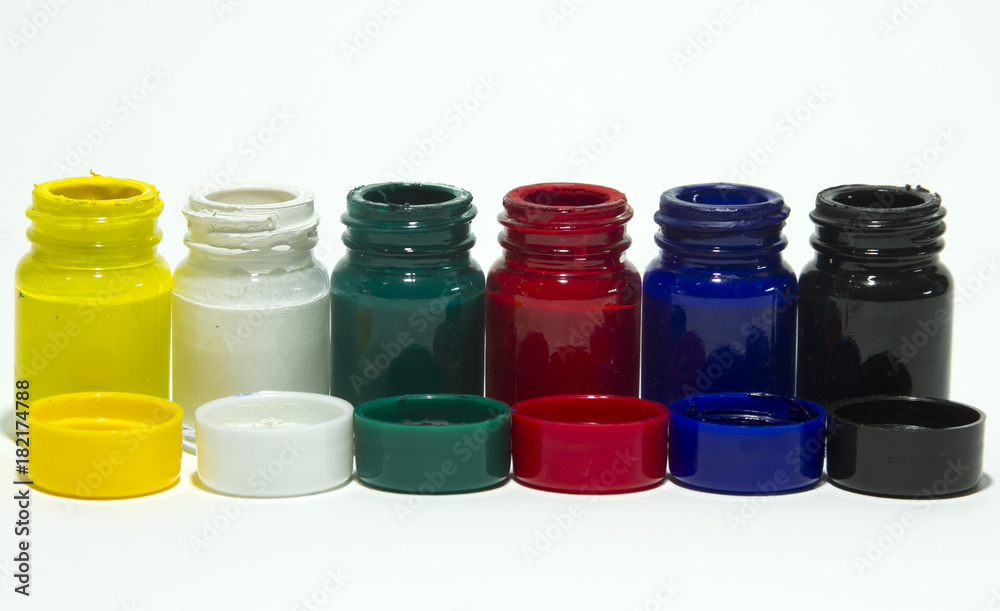 Bottles poster color isolated on white background Bottles poster color isolated on white background