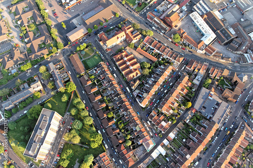 Above the city. Aerial view of streets and houses in Bristol, England.
