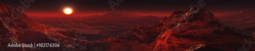 panorama of Mars, Martian landscape, surface of Mars, banner   © ustas