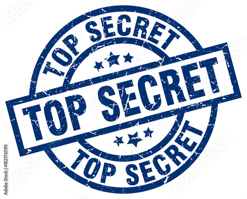 top secret blue round grunge stamp