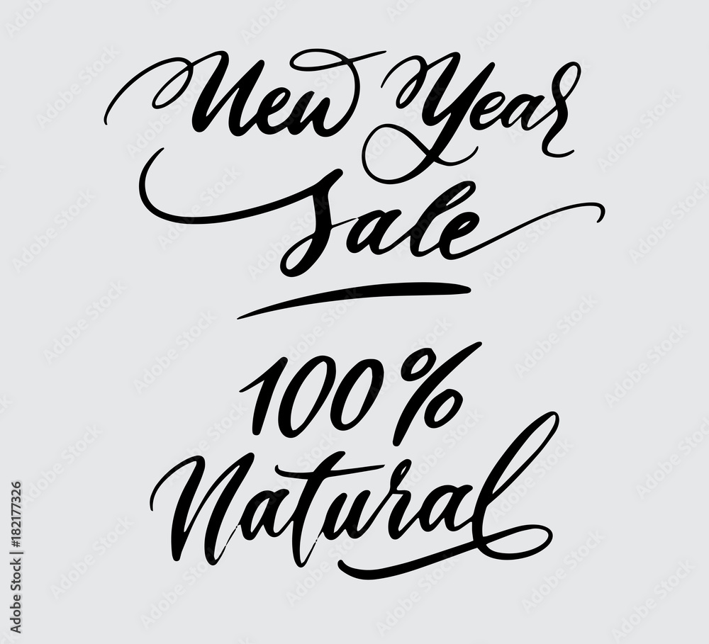new year sale and 100% natural handwriting typography. Good use for logotype, symbol, cover label, product, brand, poster title or any graphic design you want. Easy to use or change color
 