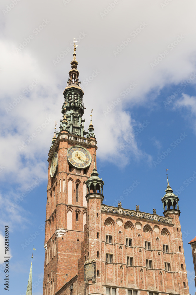 Tower of Main City hall in the old city of Danzig, Poland