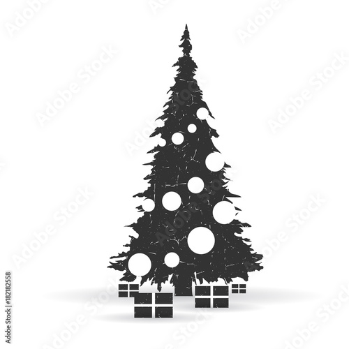 Christmas tree. Grunge vector illustration