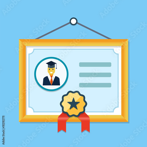 Framed Diploma / Certificate hanging on the wall.