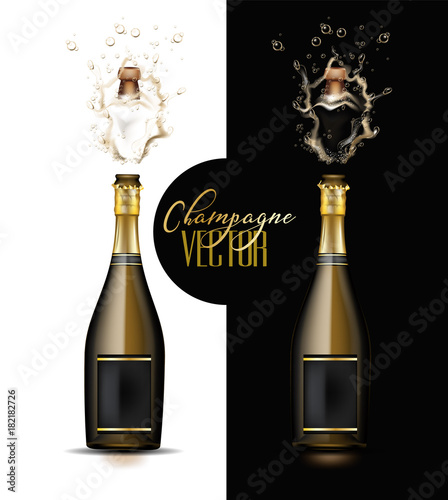 vector realistic champagne explosion set