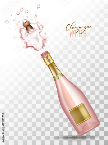 vector realistic pink champagne explosion