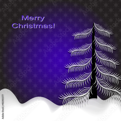 Christmas vector greeting card with a Christmas tree