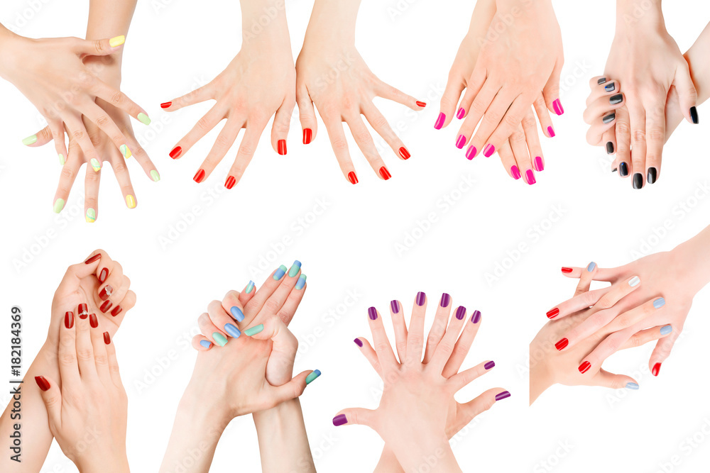 Different nail polish collection isolated with clipping path
