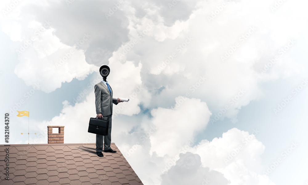 Concept of home security and privacy protection with camera head Concept of home security and privacy protection with camera head