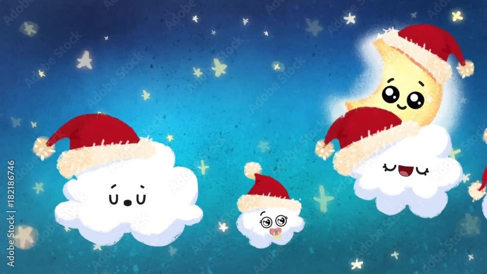 Cielo de noche infantil en navidad