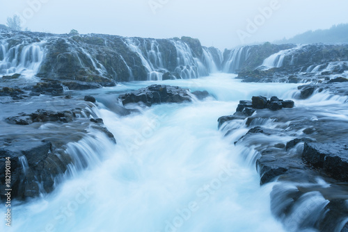 Landscape with Bruarfoss waterfall in Iceland