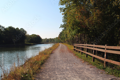 Towpath on the Erie Canal in th autumn photo