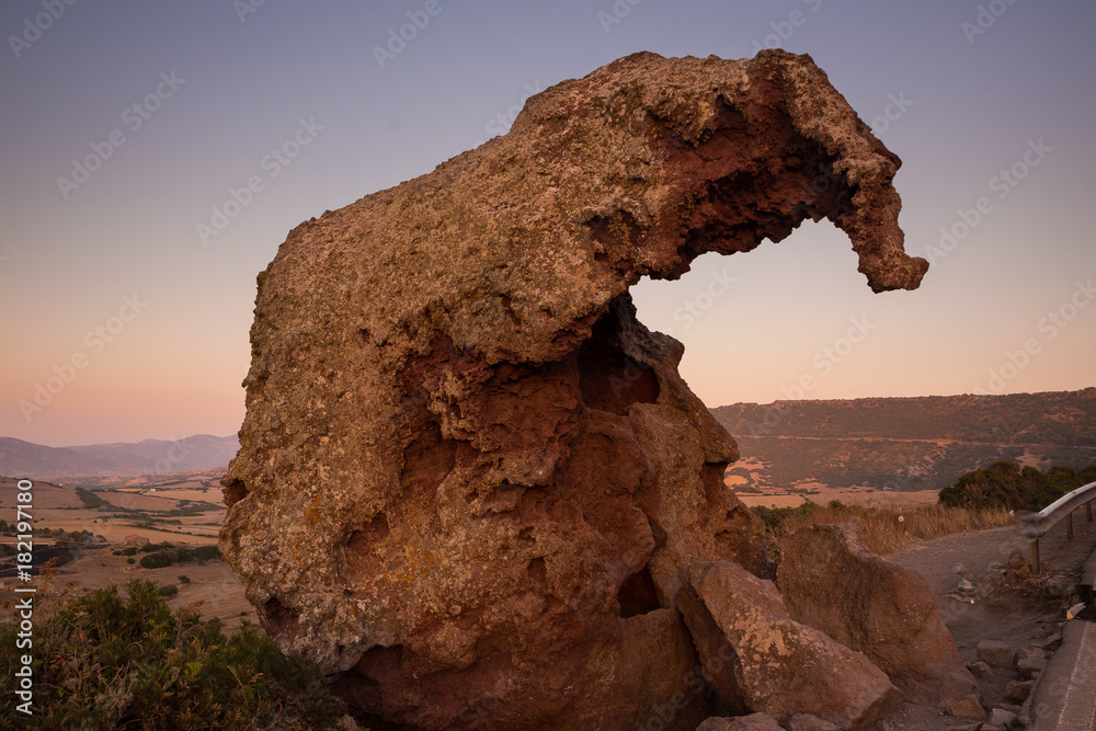 Roccia del Elephante (Elephant Stone) - a natural rock in the form of an elephant with an ancient tomb carved inside. Sardinia, Italy.