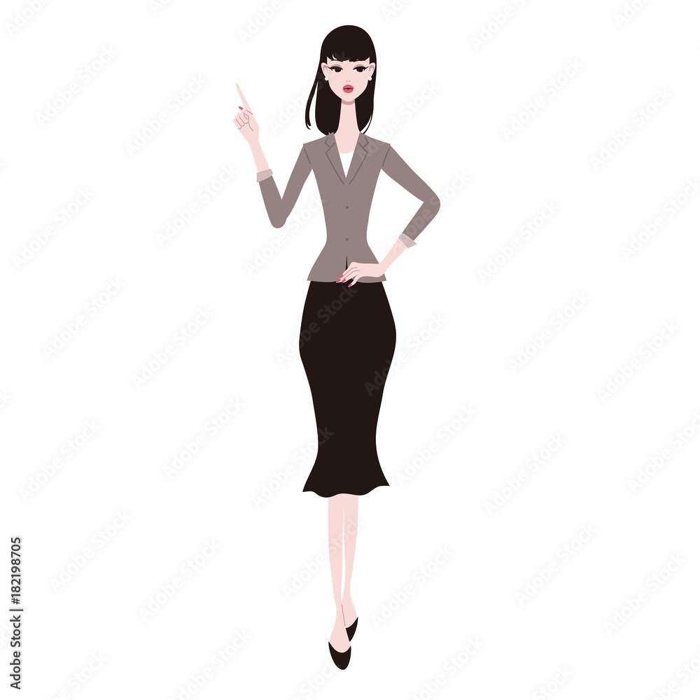 Fototapeta premium 指を指す 女性 イラスト