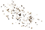 Crushed Black Peppercorns Scattered on White Background