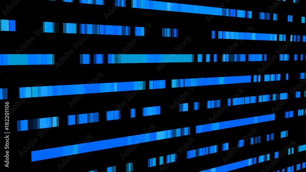 Technological background with fast motion of rectangles. Abstract blue backdrop